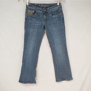 LA Idol Bootcut Jeans Women's Size 1 Rhinestone Embellishments Embroidery Rodeo